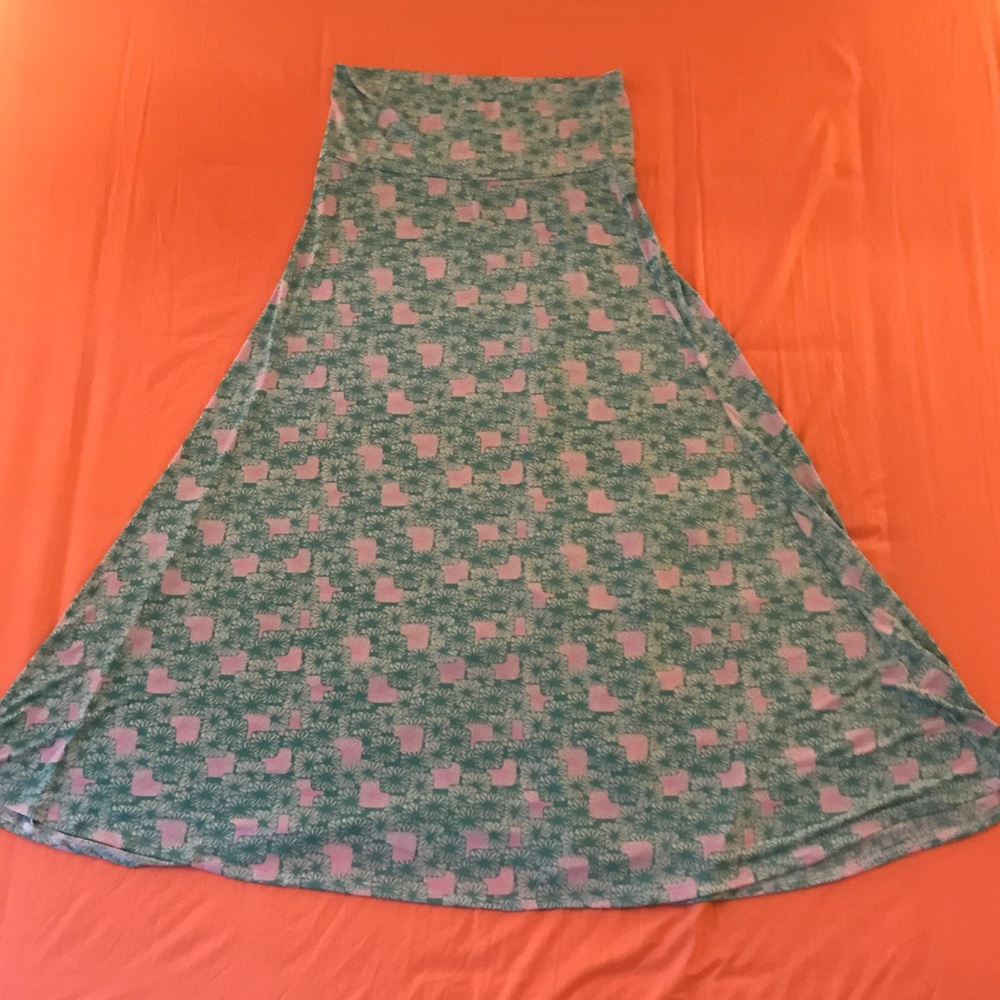 LuLaRoe! Green and Pink Maxi Skirt! NWOT
